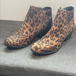 UNIONBAY Leopard Print Ankle Booties - Brown/Black